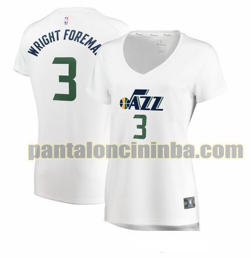 Maglia Donna basket Justin Wright-Foreman 3 Utah Jazz Bianco association edition