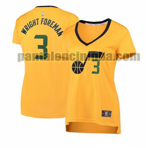 Maglia Donna basket Justin Wright-Foreman 3 Utah Jazz Giallo statement edition