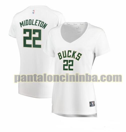 Maglia Donna basket Khris Middleton 22 Milwaukee Bucks Bianco association edition