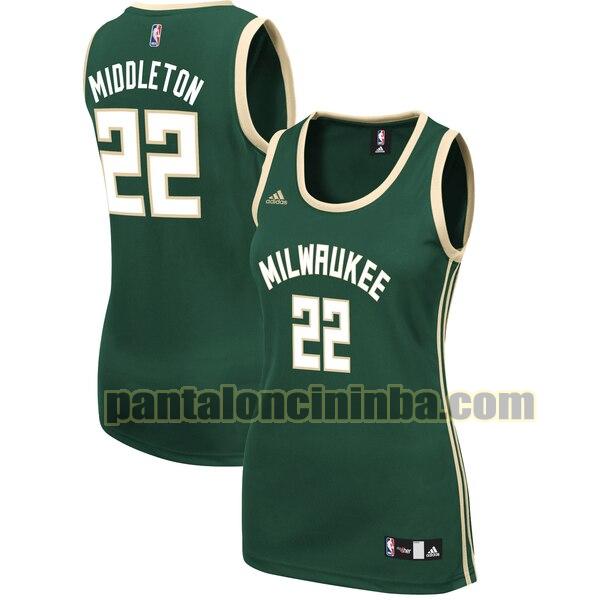 Maglia Donna basket Khris Middleton 22 Milwaukee Bucks Verde Replica