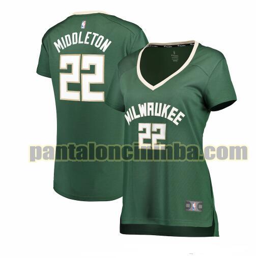 Maglia Donna basket Khris Middleton 22 Milwaukee Bucks Verde icon edition