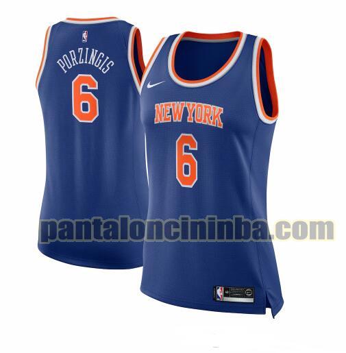 Maglia Donna basket Kristaps Porzingis 6 New York Knicks Blu Nike icon edition