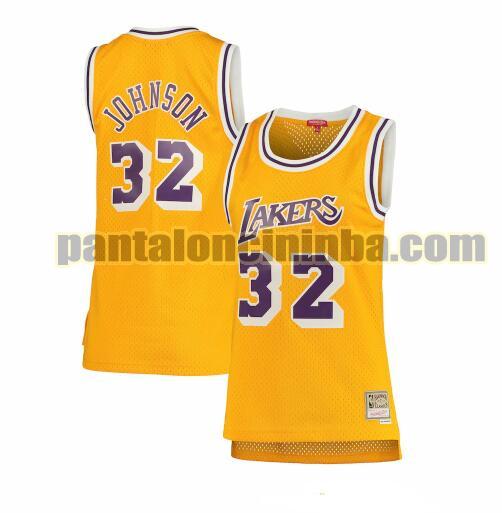 Maglia Donna basket Magic Johnson 32 Los Angeles Lakers Giallo hardwood classics
