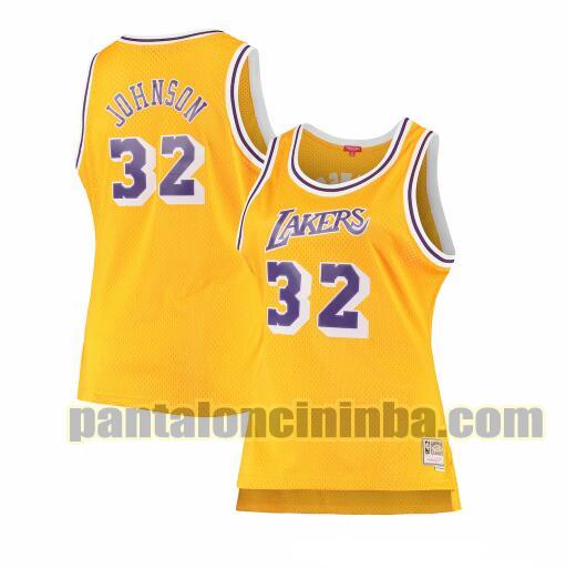 Maglia Donna basket Magic Johnson 32 Los Angeles Lakers Giallo swingman