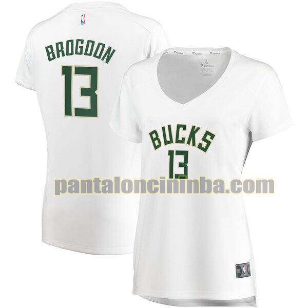 Maglia Donna basket Malcolm Brogdon 13 Milwaukee Bucks Bianco association edition