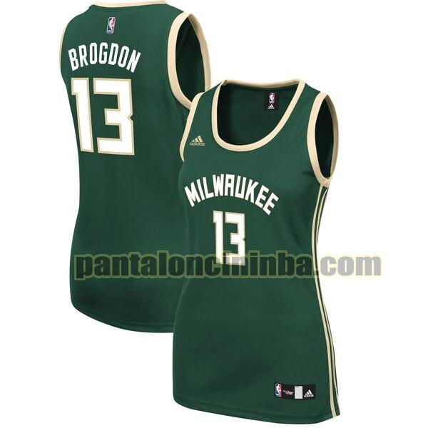 Maglia Donna basket Malcolm Brogdon 13 Milwaukee Bucks Verde Replica