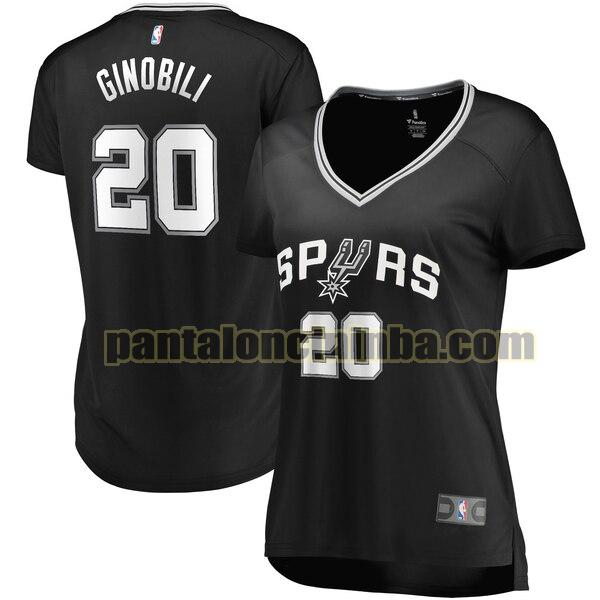 Maglia Donna basket Manu Ginobili 20 San Antonio Spurs Nero icon edition