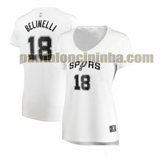 Maglia Donna basket Marco Belinelli 18 San Antonio Spurs Bianco association edition