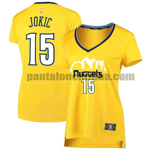 Maglia Donna basket Nikola Jokic 15 Denver Nuggets Giallo statement edition