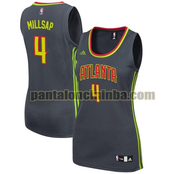 Maglia Donna basket Paul Millsap 4 Atlanta Hawks Grigio Replica