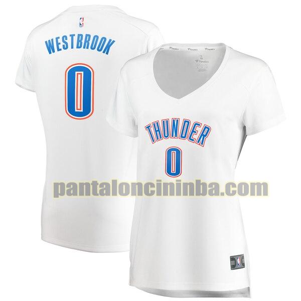 Maglia Donna basket Russell Westbrook 0 Oklahoma City Thunder Bianco association edition