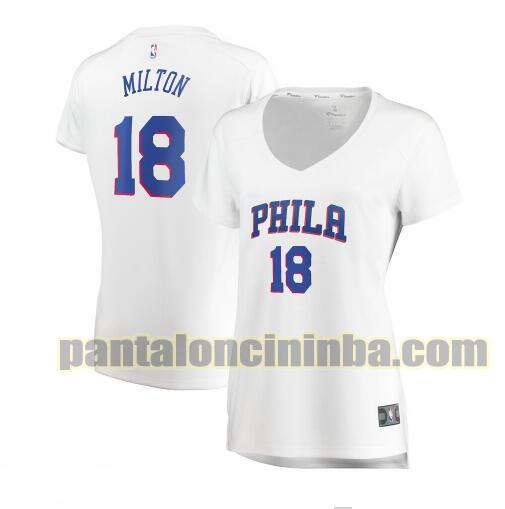 Maglia Donna basket Shake Milton 18 Philadelphia 76ers Bianco association edition