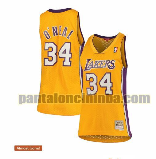 Maglia Donna basket Shaquille O'Neal 34 Los Angeles Lakers Giallo hardwood classics