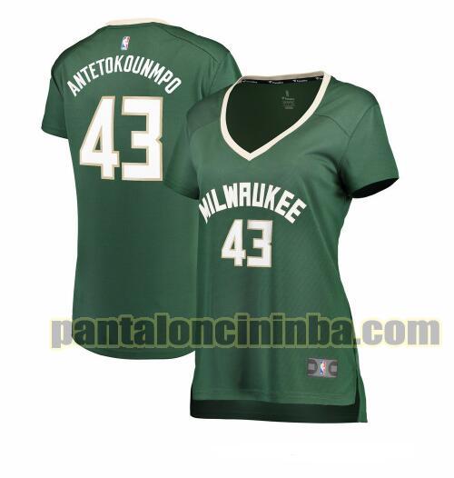 Maglia Donna basket Thanasis Antetokounmpo 43 Milwaukee Bucks Verde icon edition