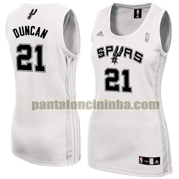 Maglia Donna basket Tim Duncan 21 San Antonio Spurs Bianco Replica