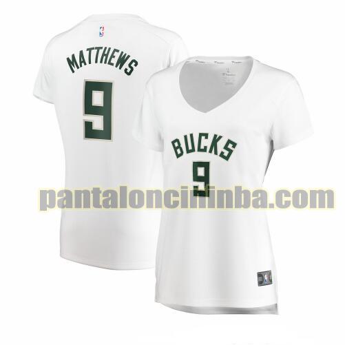 Maglia Donna basket Wesley Matthews 9 Milwaukee Bucks Bianco association edition