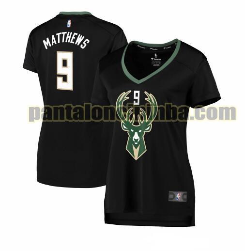 Maglia Donna basket Wesley Matthews 9 Milwaukee Bucks Nero statement edition