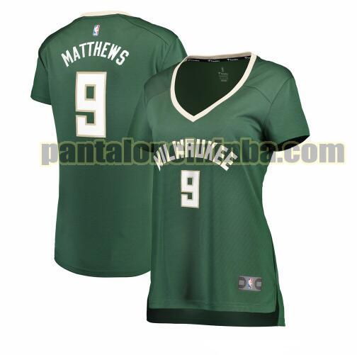 Maglia Donna basket Wesley Matthews 9 Milwaukee Bucks Verde icon edition