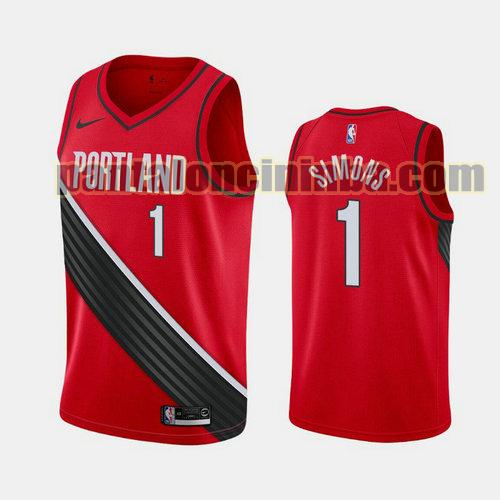 Maglia Uomo basket Anfernee Simons 1 Portland Trail Blazers Rosso Edizioni City 19-20