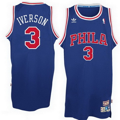 maglia allen iverson 3 retro philadelphia 76ers blu