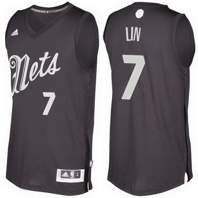 canotta uomo nba brooklyn nets natale 2016 jeremy lin 7 nero