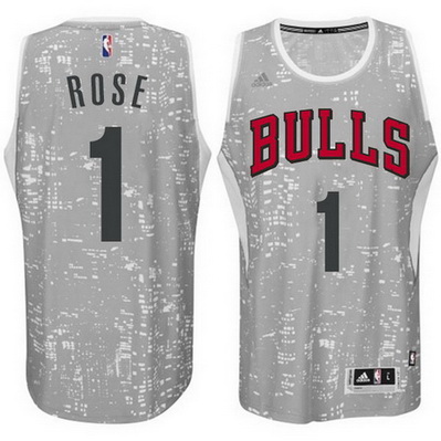 maglia uomo chicago bulls derrick rose 1 lights grigio