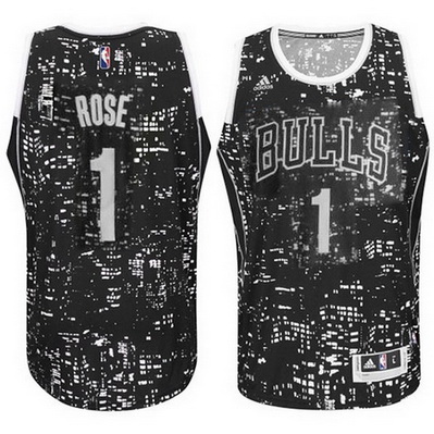 canotte basket uomo chicago bulls derrick rose 1 lights nero