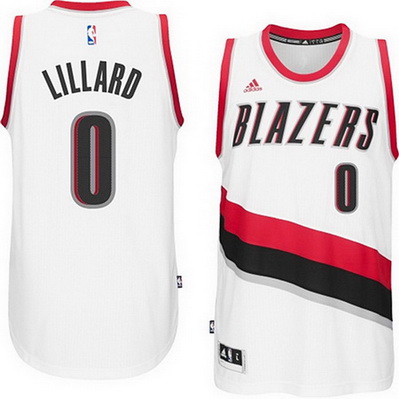 maglia nba damian lillard 0 2015 portland trail blazers bianca