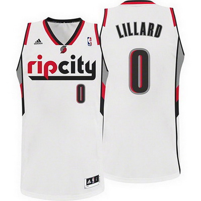 maglia nba damian lillard 0 retro portland trail blazers bianca