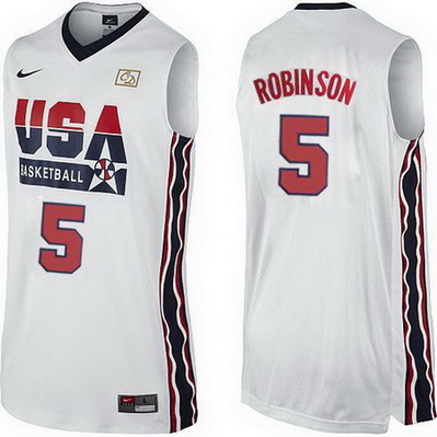 canotta uomo david robinson 5 nba usa 1992 bianca