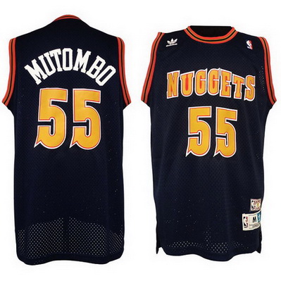 canotta basket dikembe mutombo 55 retro denver nuggets nero