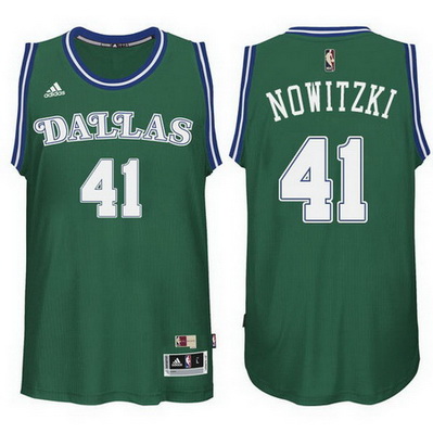 maglia dirk nowitzki 41 2015 dallas mavericks verde