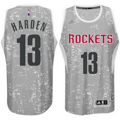 maglia uomo houston rockets james harden 13 lights grigio