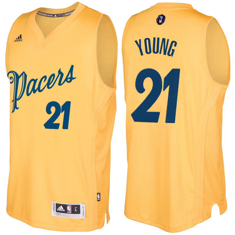 Maglia Indiana Pacers Natale 2016 Thaddeus Young 21 Giallo