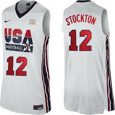 canotta basket john stockton 12 nba usa 1992 bianca