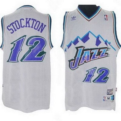 maglia john stockton 12 retro utah jazz bianca