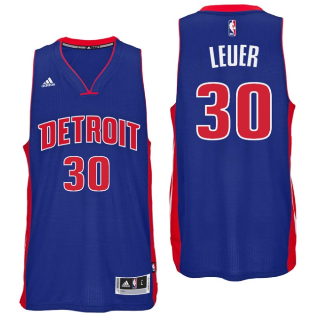 Maglie Jon Leuer 30 2017 Detroit Pistons Blu