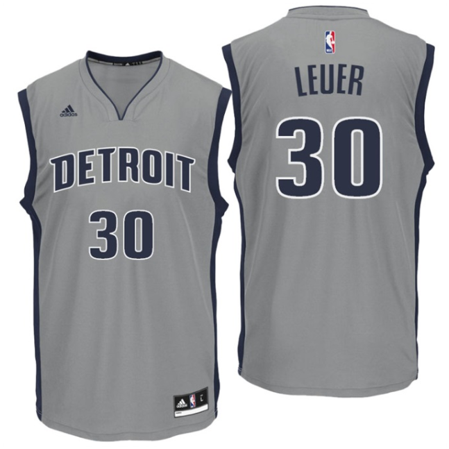 Maglie Jon Leuer 30 2017 Detroit Pistons Grigio