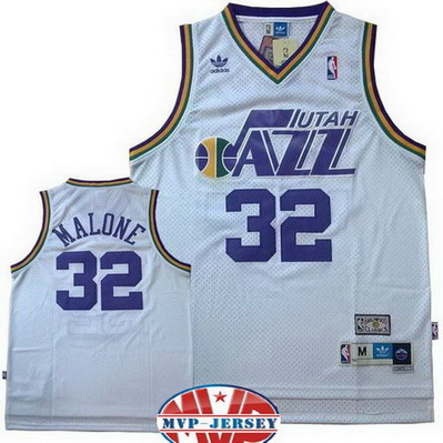 maglia nba karl malone 32 retro utah jazz bianca