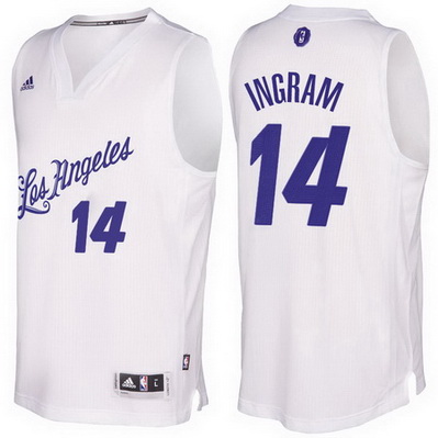 maglie uomo los angeles lakers natale 2016 brandon ingram 14 bianca