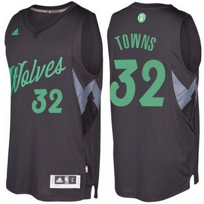 canotte minnesota timberwolves natale 2016 karl-anthony towns 32 nero