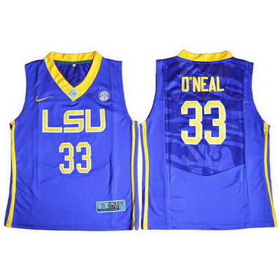 maglie uomo ncaa louisiana state university shaquille o'neal 33 blu