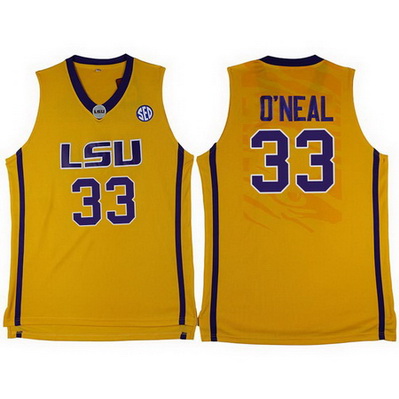 maglie ncaa louisiana state university shaquille o'neal 33 giallo