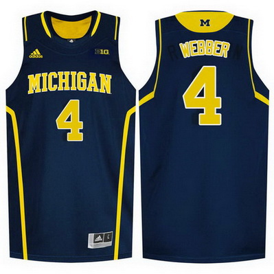 maglia basket ncaa michigan wolverines chris webber 4 blu