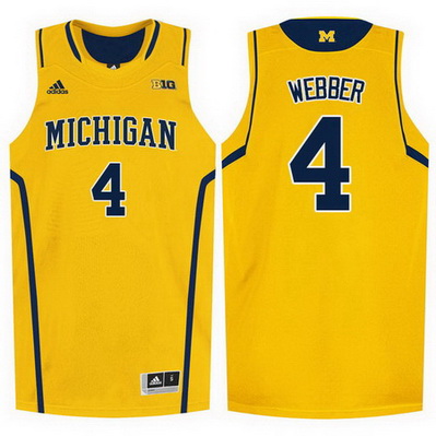 canotta uomo ncaa michigan wolverines chris webber 4 giallo