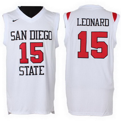 maglia uomo ncaa san diego state kawhi leonard 15 bianca