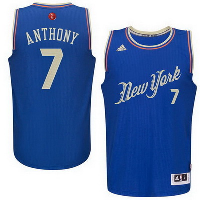 maglia uomo new york knicks natale 2015 carmelo anthony 7 blu