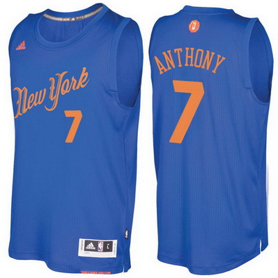 maglie uomo new york knicks natale 2016 carmelo anthony 7 blu