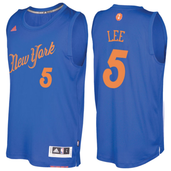 maglia basket new york knicks natale 2016 courtney lee 5 blu