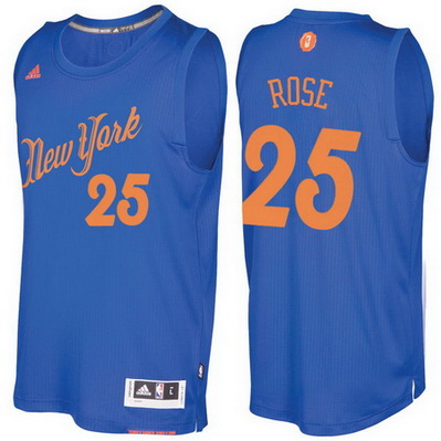 canotta uomo nba new york knicks natale 2016 derrick rose 25 blu